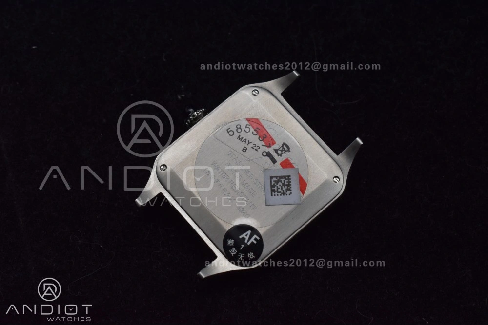 Santos Dumont 31.4mm SS AF 1:1 Best Edition Silver Dial on Black Leather Strap A157