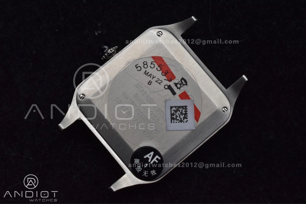 Santos Dumont 31.4mm SS AF 1:1 Best Edition Silver Dial on Black Leather Strap A157