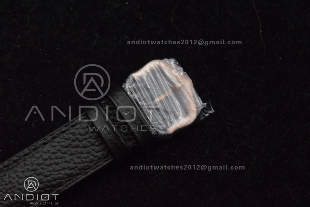 Santos Dumont 31.4mm SS RG AF 1:1 Best Edition Silver Dial on Black Leather Strap A157