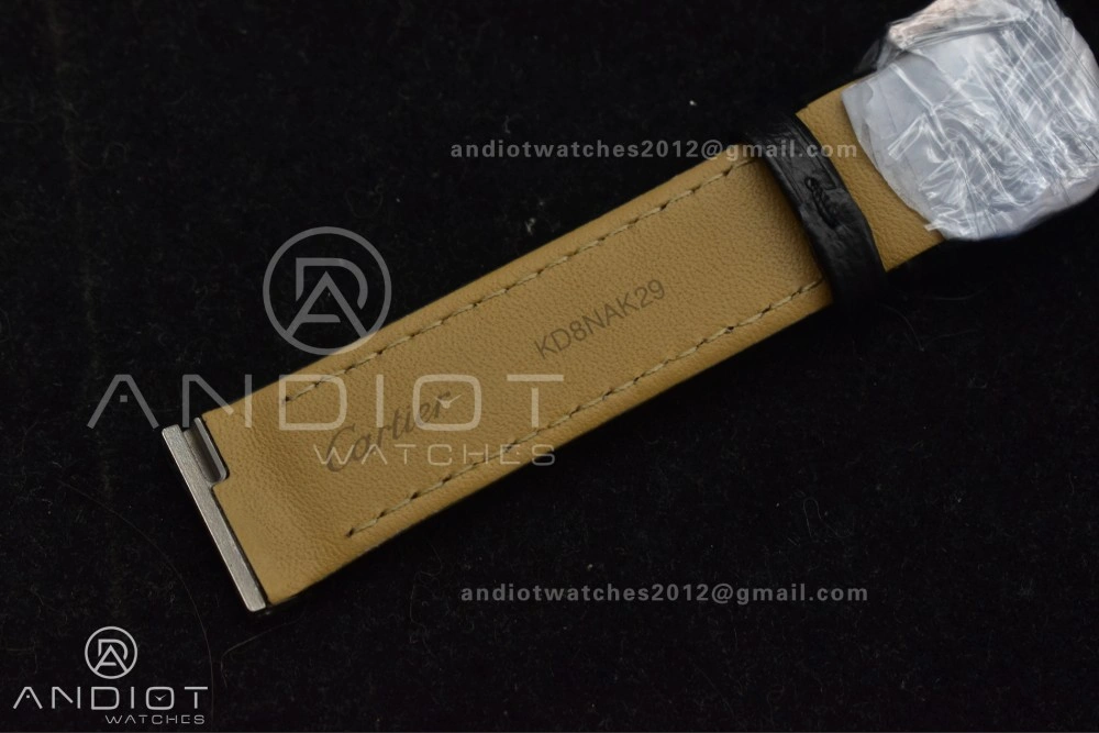 Santos Dumont 31.4mm SS RG AF 1:1 Best Edition Silver Dial on Black Leather Strap A157