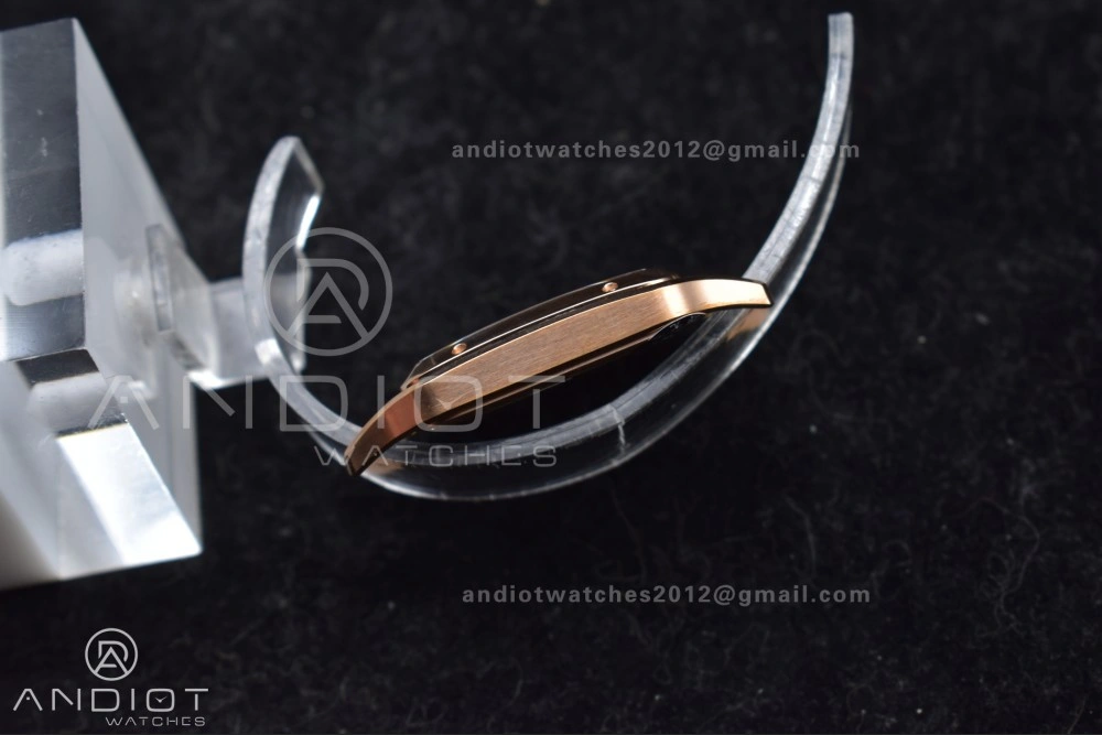 Santos Dumont 31.4mm SS RG AF 1:1 Best Edition Silver Dial on Black Leather Strap A157