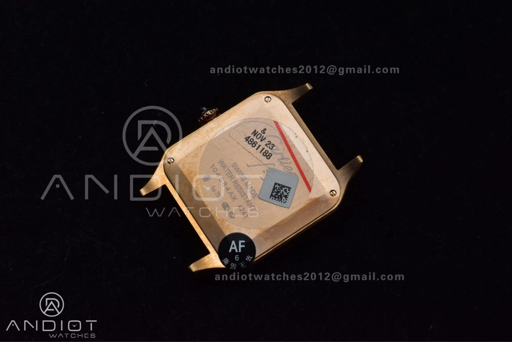 Santos Dumont 31.4mm SS RG AF 1:1 Best Edition Silver Dial on Black Leather Strap A157