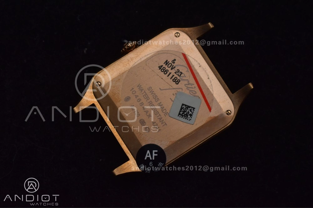 Santos Dumont 31.4mm SS RG AF 1:1 Best Edition Silver Dial on Black Leather Strap A157