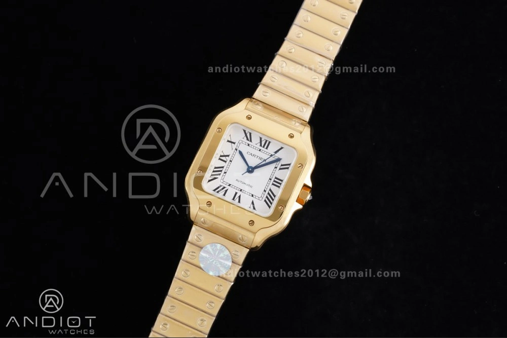 Santos de Cartier 35mm BVF 1:1 Best Edition YG White Dial on YG Smart-Links Bracelet MIYOTA 9039