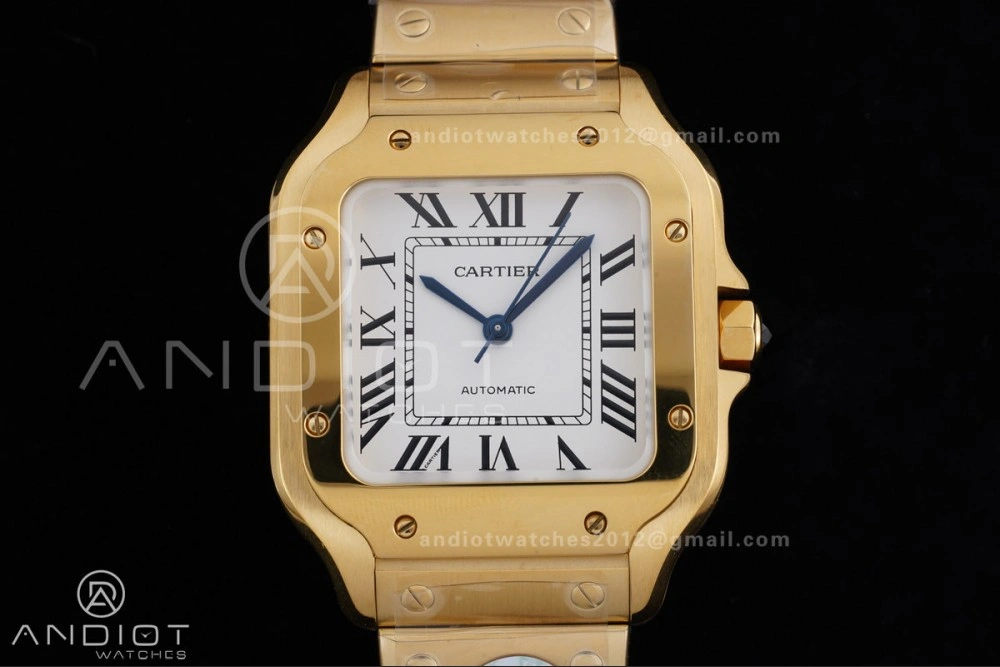 Santos de Cartier 35mm BVF 1:1 Best Edition YG White Dial on YG Smart-Links Bracelet MIYOTA 9039