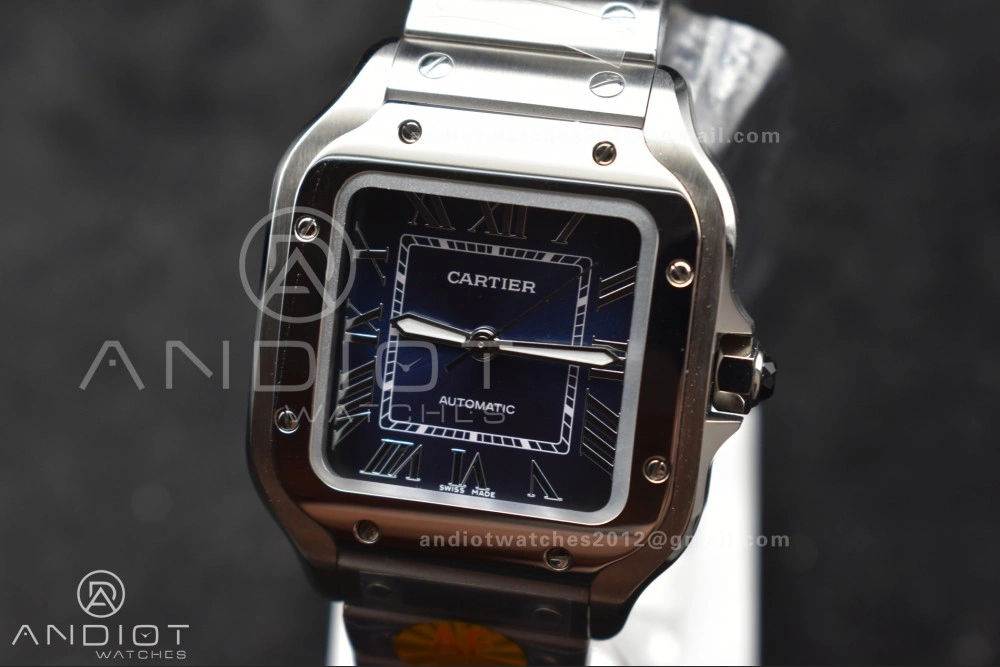 Santos de Cartier 35mm SS AF 1:1 Best Edition Blue Dial on SS Smart Links Bracelet MIYOTA 9015