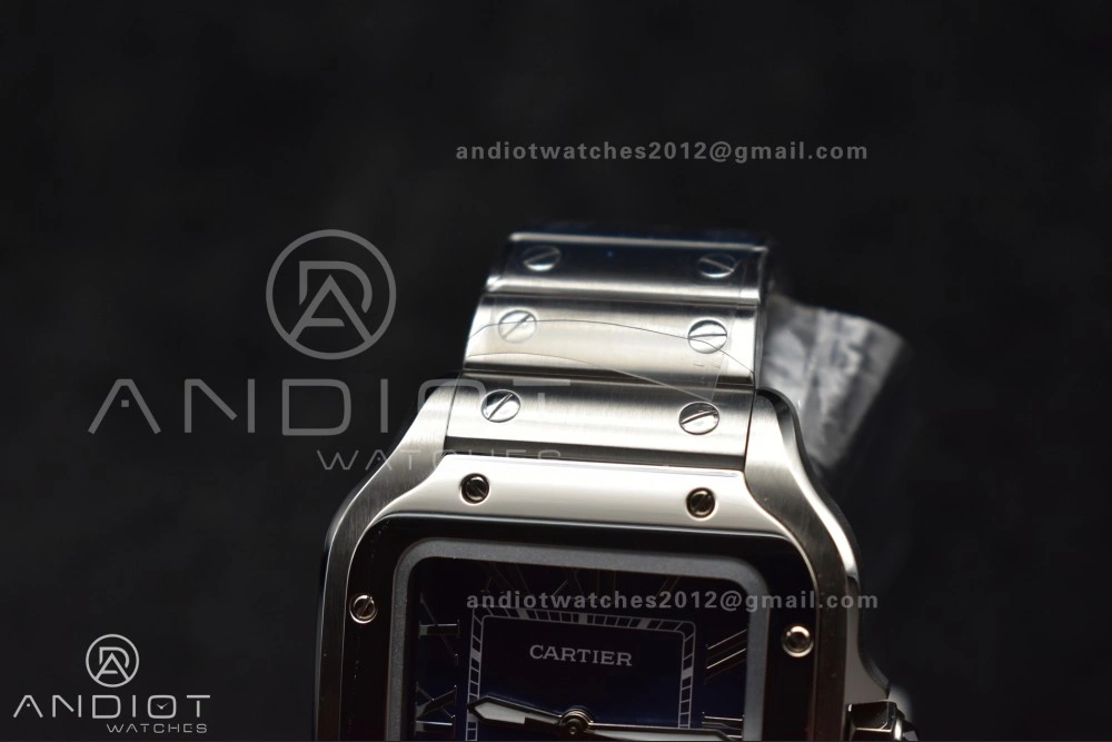 Santos de Cartier 35mm SS AF 1:1 Best Edition Blue Dial on SS Smart Links Bracelet MIYOTA 9015