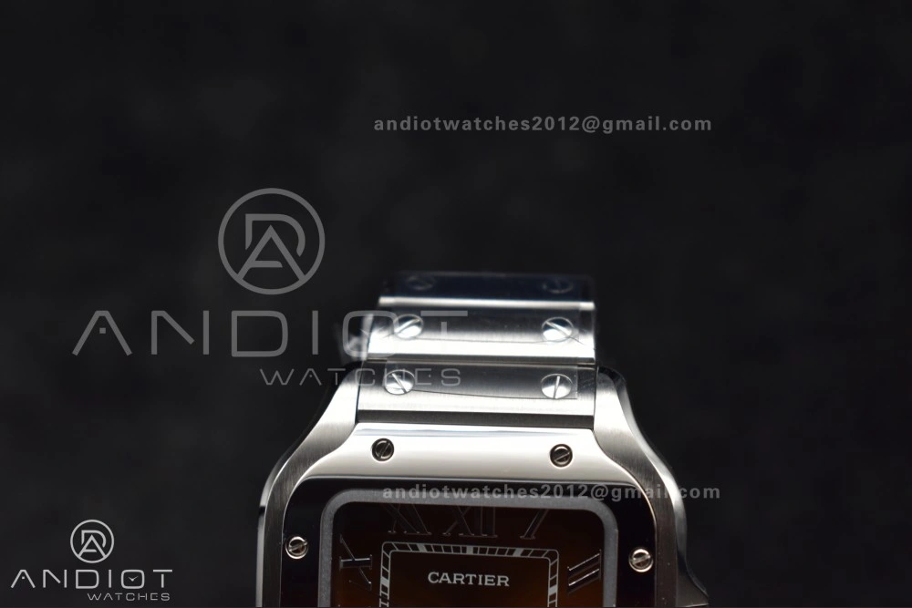 Santos de Cartier 35mm SS AF 1:1 Best Edition Brown Dial on SS Smart Links Bracelet MIYOTA 9015