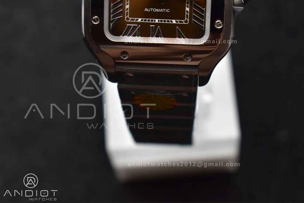 Santos de Cartier 35mm SS AF 1:1 Best Edition Brown Dial on SS Smart Links Bracelet MIYOTA 9015