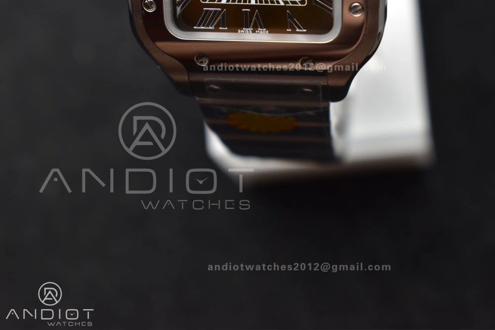 Santos de Cartier 35mm SS AF 1:1 Best Edition Brown Dial on SS Smart Links Bracelet MIYOTA 9015
