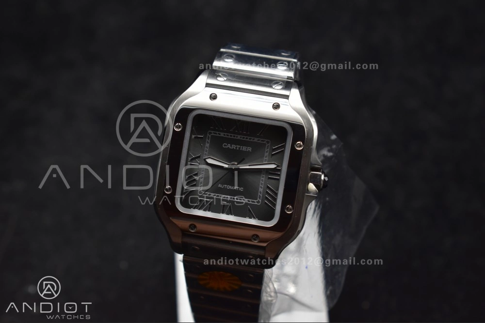 Santos de Cartier 35mm SS AF 1:1 Best Edition Gray Dial on SS Smart Links Bracelet MIYOTA 9015