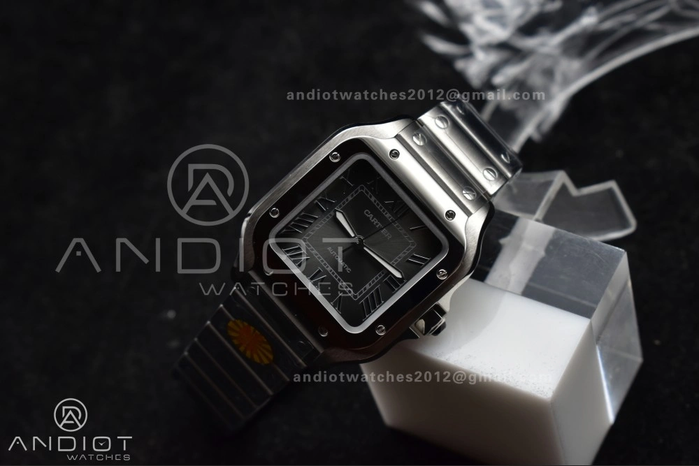 Santos de Cartier 35mm SS AF 1:1 Best Edition Gray Dial on SS Smart Links Bracelet MIYOTA 9015