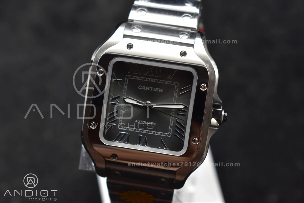 Santos de Cartier 35mm SS AF 1:1 Best Edition Gray Dial on SS Smart Links Bracelet MIYOTA 9015