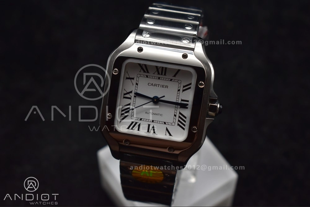 Santos de Cartier 35mm SS AF 1:1 Best Edition White Dial on SS Smart Links Bracelet MIYOTA 9015