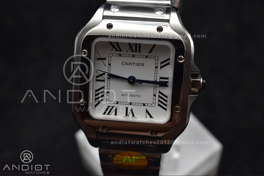 Santos de Cartier 35mm SS AF 1:1 Best Edition White Dial on SS Smart Links Bracelet MIYOTA 9015