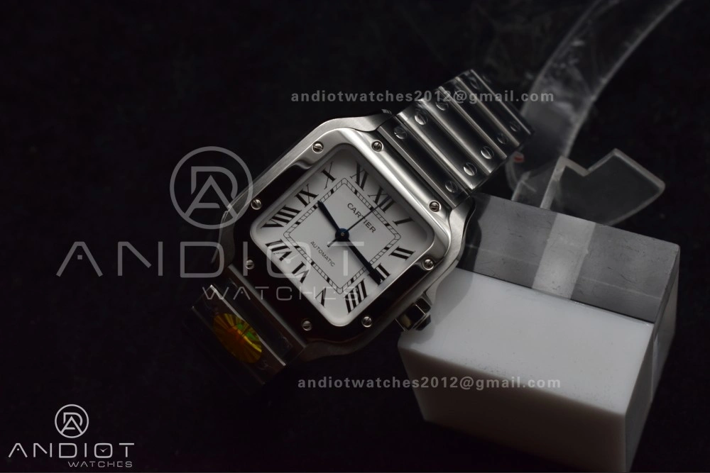 Santos de Cartier 35mm SS AF 1:1 Best Edition White Dial on SS Smart Links Bracelet MIYOTA 9015