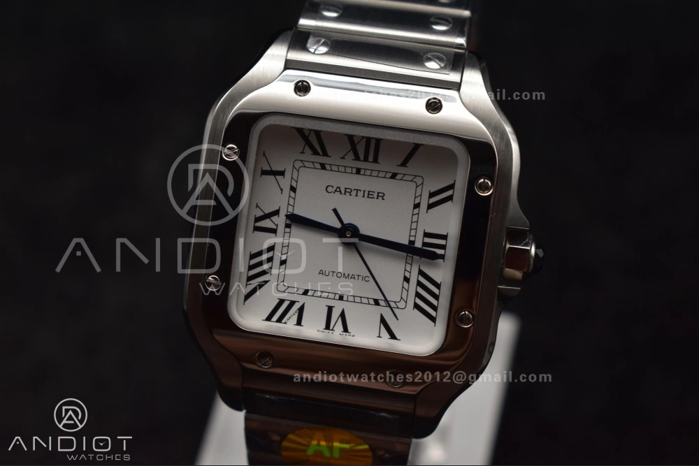 Santos de Cartier 35mm SS AF 1:1 Best Edition White Dial on SS Smart Links Bracelet MIYOTA 9015
