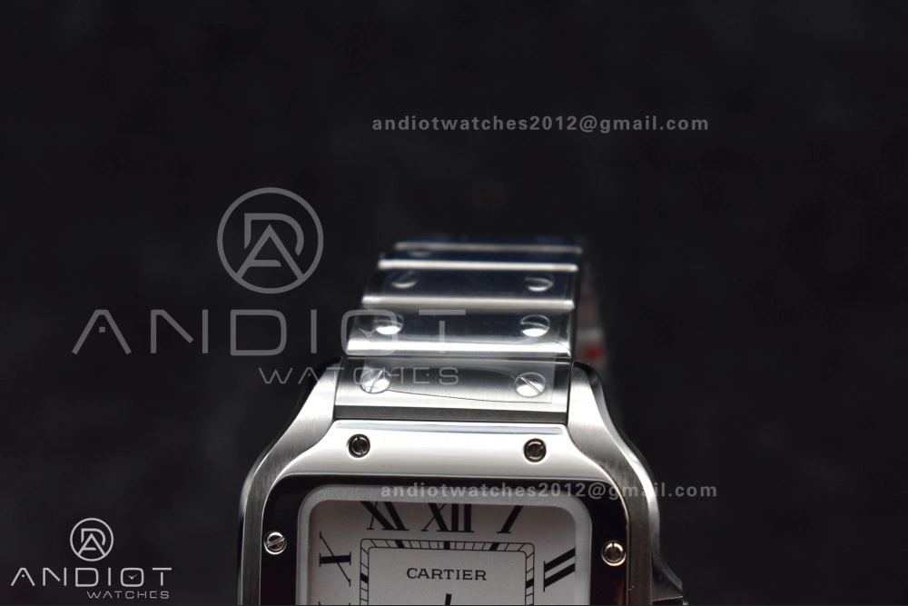Santos de Cartier 35mm SS AF 1:1 Best Edition White Dial on SS Smart Links Bracelet MIYOTA 9015