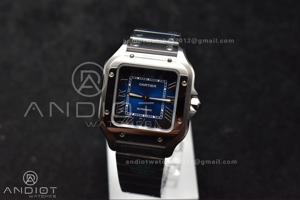 Santos de Cartier 35mm SS BVF 1:1 Best Edition Blue Dial on SS Smart Links Bracelet MIYOTA 9015 V2