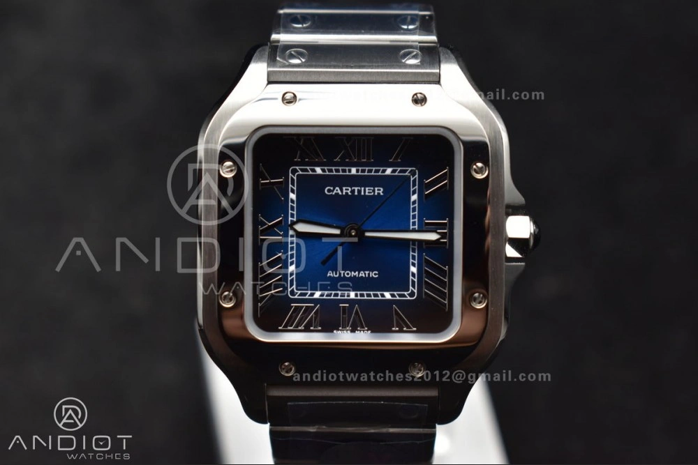 Santos de Cartier 35mm SS BVF 1:1 Best Edition Blue Dial on SS Smart Links Bracelet MIYOTA 9015 V2