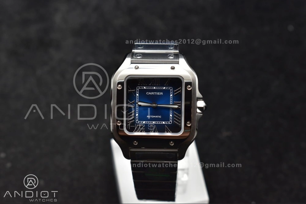 Santos de Cartier 35mm SS BVF 1:1 Best Edition Blue Dial on SS Smart Links Bracelet MIYOTA 9015 V2