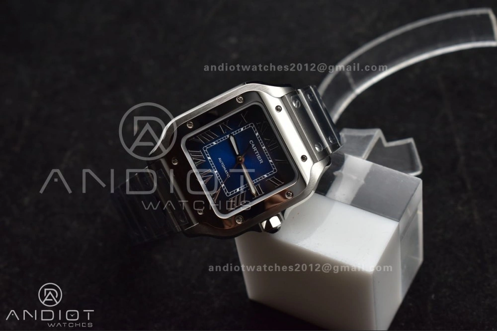 Santos de Cartier 35mm SS BVF 1:1 Best Edition Blue Dial on SS Smart Links Bracelet MIYOTA 9015 V2
