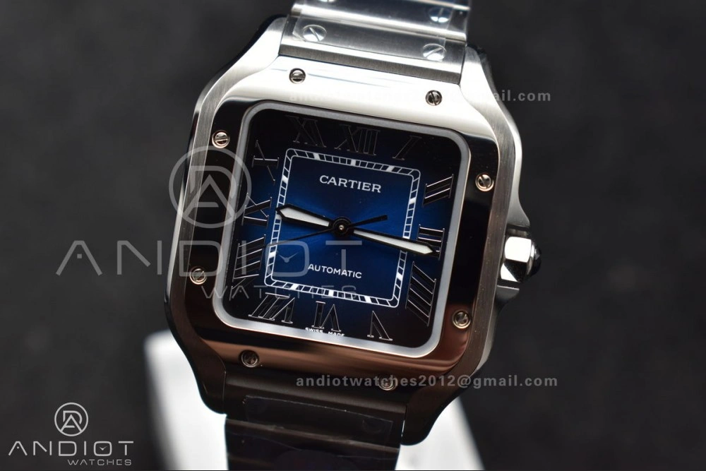 Santos de Cartier 35mm SS BVF 1:1 Best Edition Blue Dial on SS Smart Links Bracelet MIYOTA 9015 V2