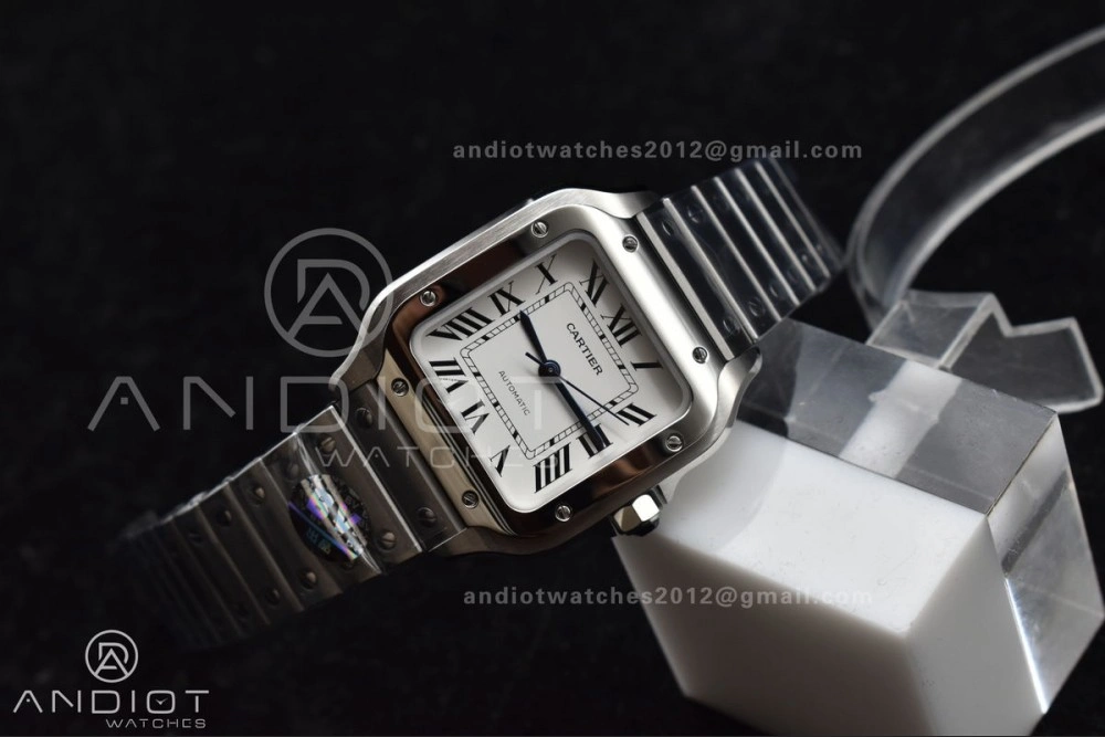 Santos de Cartier 35mm SS BVF 1:1 Best Edition White Dial on SS SmartLinks Bracelet MIYOTA 9015 V2
