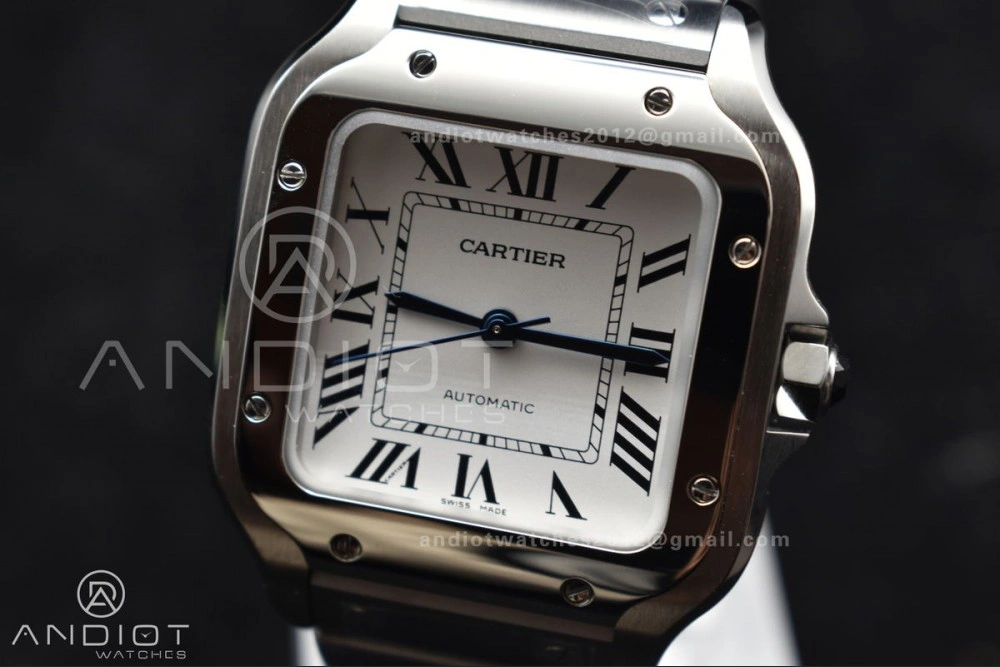 Santos de Cartier 35mm SS BVF 1:1 Best Edition White Dial on SS SmartLinks Bracelet MIYOTA 9015 V2