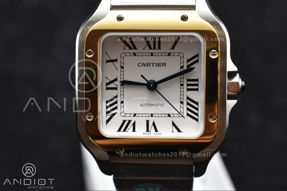 Santos de Cartier 35mm SS YG BVF 1:1 Best Edition White Dial on SS YG SmartLinks Bracelet MIYOTA 9015 V2