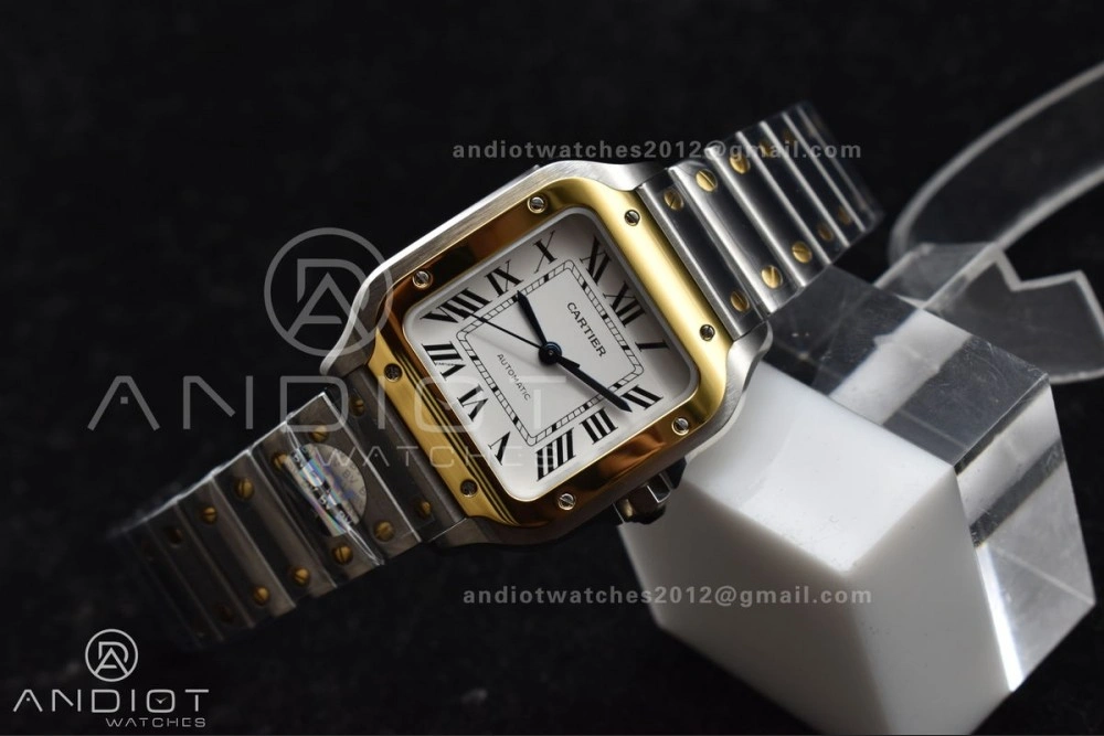 Santos de Cartier 35mm SS YG BVF 1:1 Best Edition White Dial on SS YG SmartLinks Bracelet MIYOTA 9015 V2