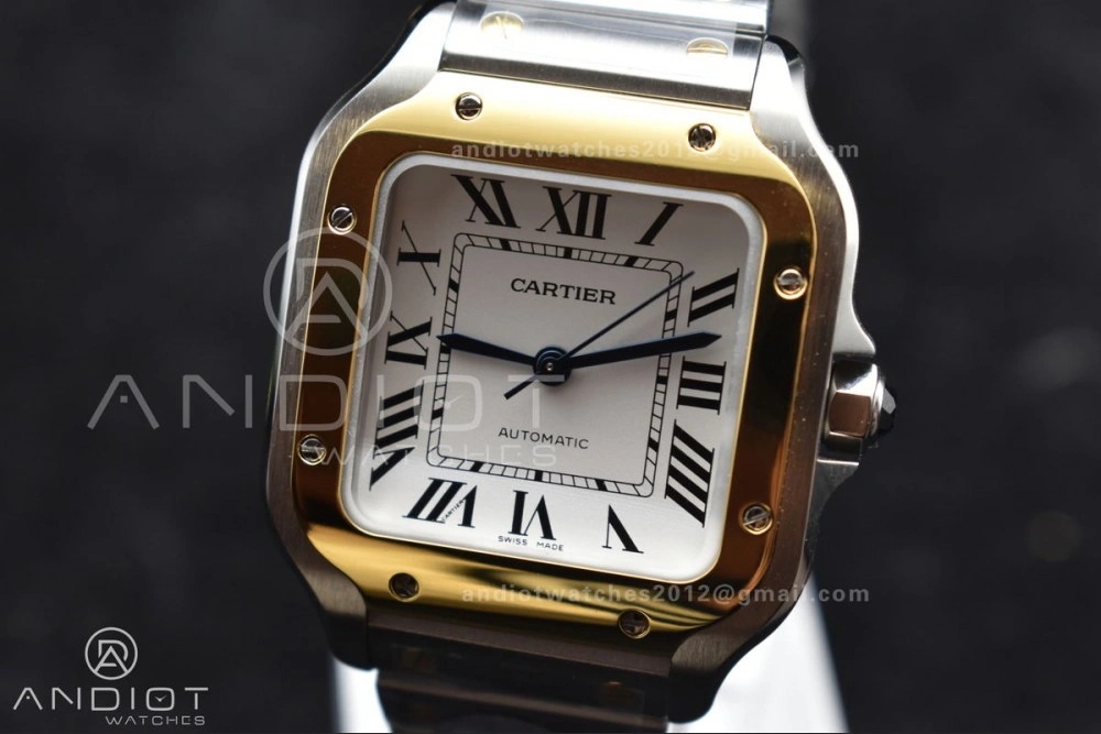 Santos de Cartier 35mm SS YG BVF 1:1 Best Edition White Dial on SS YG SmartLinks Bracelet MIYOTA 9015 V2
