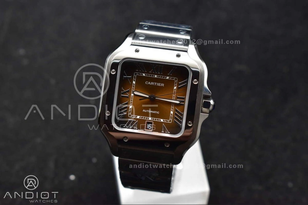 Santos de Cartier 40mm BVF 1:1 Best Edition Brown Dial on SS SmartLinks Bracelet MIYOTA 9019