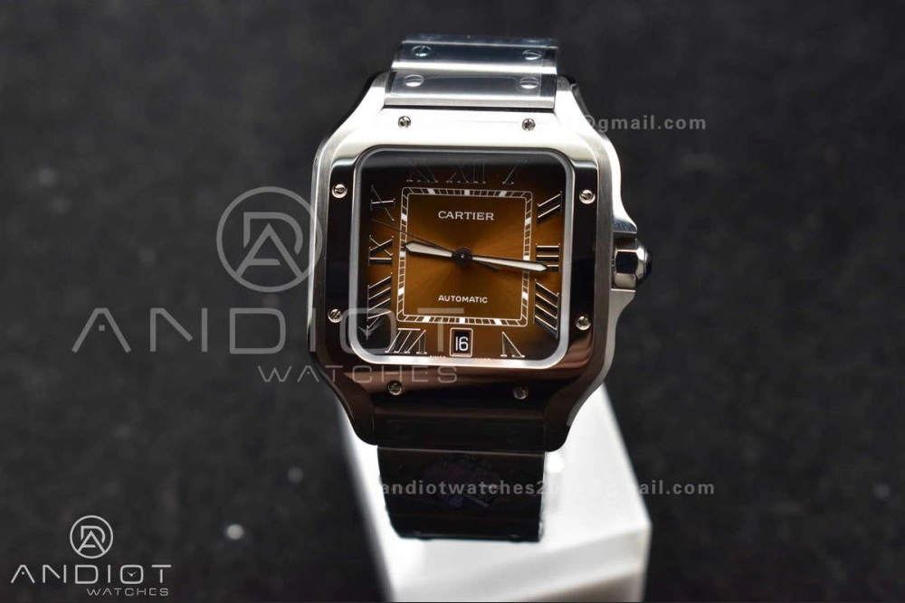 Santos de Cartier 40mm BVF 1:1 Best Edition Brown Dial on SS SmartLinks Bracelet MIYOTA 9019