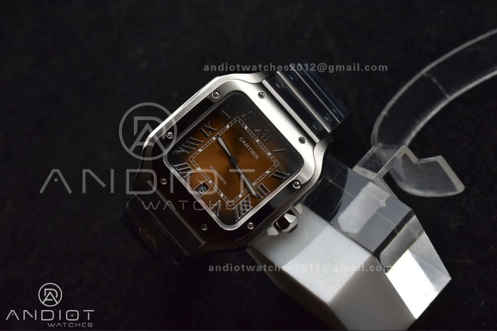 Santos de Cartier 40mm BVF 1:1 Best Edition Brown Dial on SS SmartLinks Bracelet MIYOTA 9019
