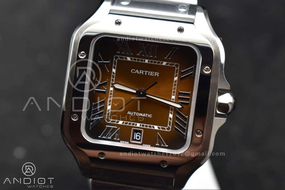 Santos de Cartier 40mm BVF 1:1 Best Edition Brown Dial on SS SmartLinks Bracelet MIYOTA 9019