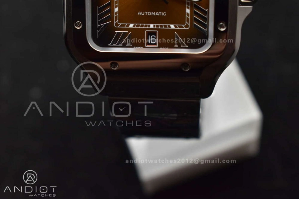 Santos de Cartier 40mm BVF 1:1 Best Edition Brown Dial on SS SmartLinks Bracelet MIYOTA 9019