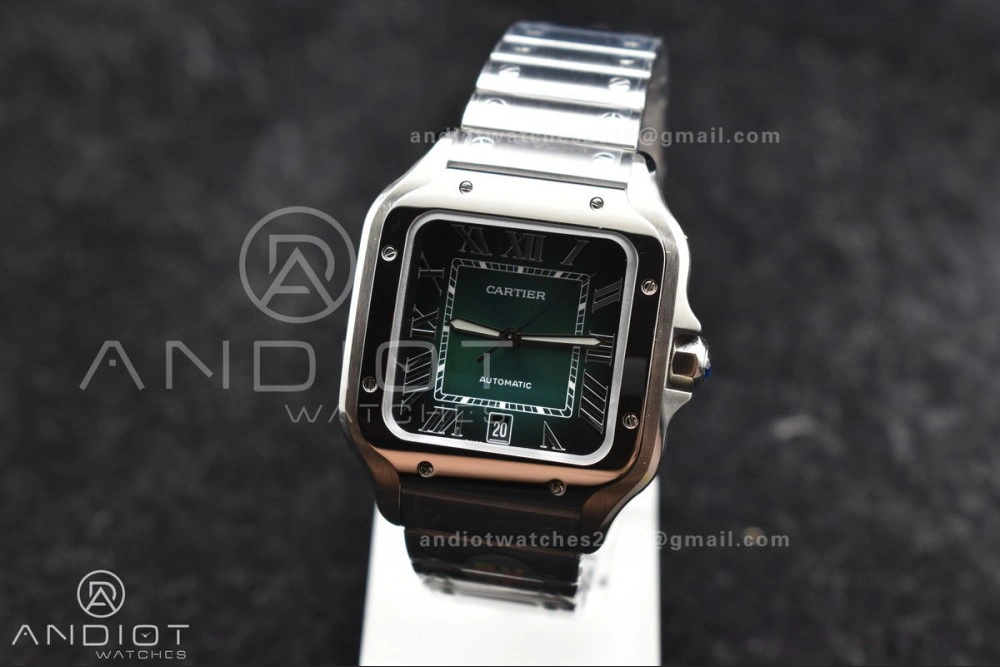 Santos de Cartier 40mm BVF 1:1 Best Edition Green Dial on SS SmartLinks Bracelet MIYOTA 9015