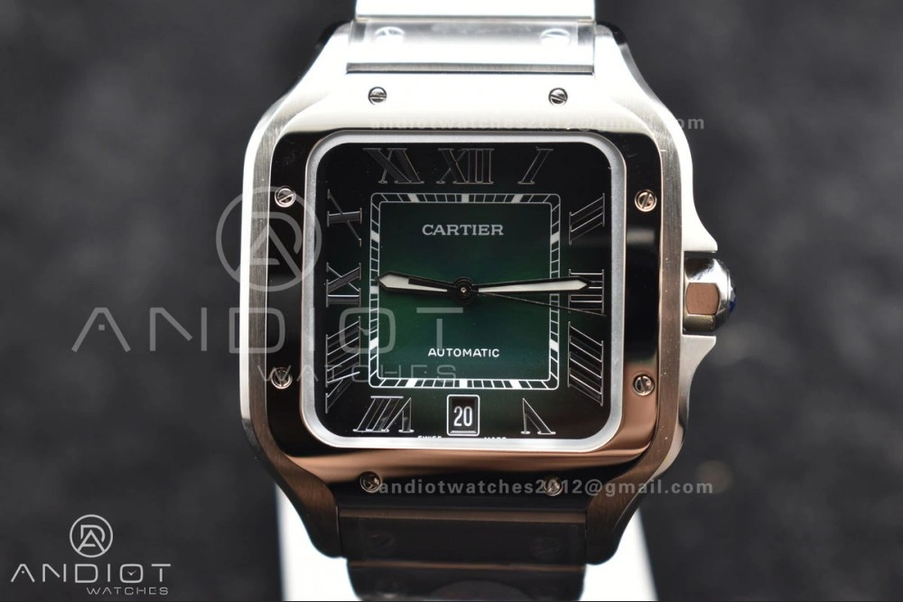 Santos de Cartier 40mm BVF 1:1 Best Edition Green Dial on SS SmartLinks Bracelet MIYOTA 9015