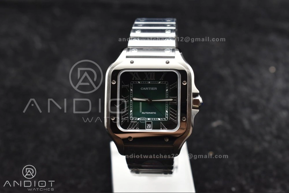 Santos de Cartier 40mm BVF 1:1 Best Edition Green Dial on SS SmartLinks Bracelet MIYOTA 9015