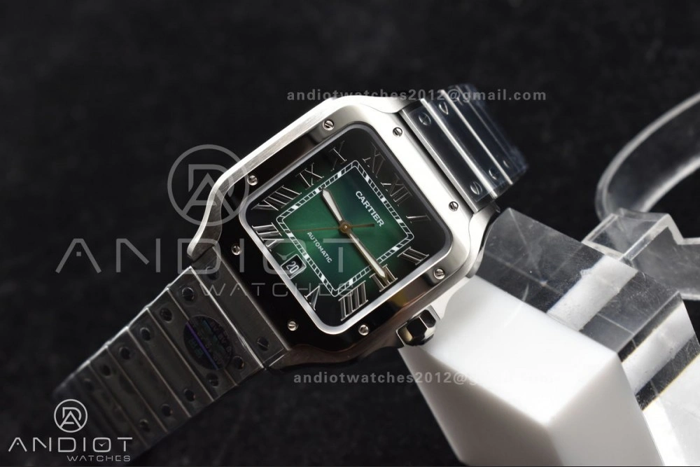 Santos de Cartier 40mm BVF 1:1 Best Edition Green Dial on SS SmartLinks Bracelet MIYOTA 9015