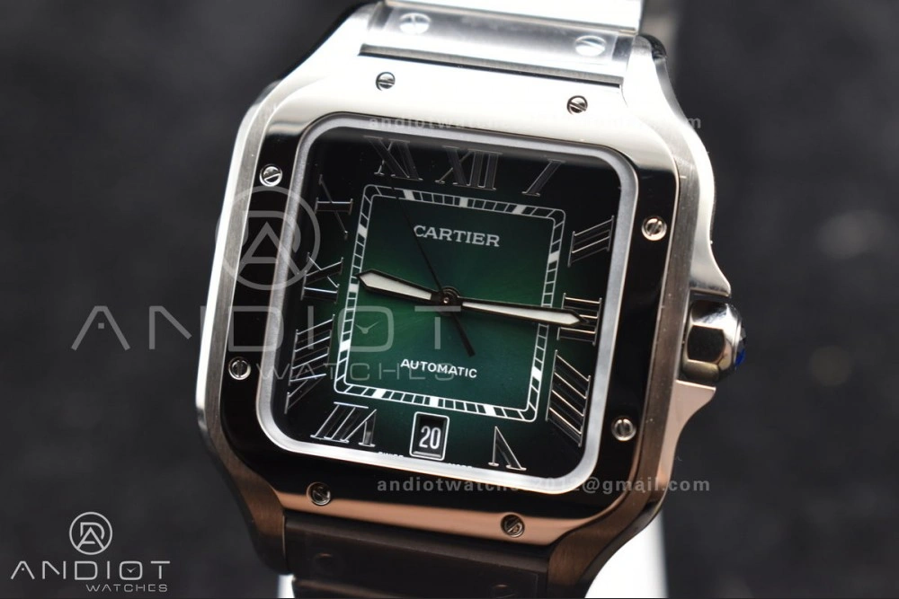 Santos de Cartier 40mm BVF 1:1 Best Edition Green Dial on SS SmartLinks Bracelet MIYOTA 9015
