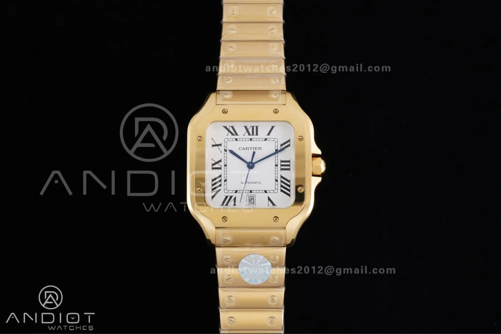 Santos de Cartier 40mm BVF 1:1 Best Edition YG White Dial on YG Smart-Links Bracelet MIYOTA 9019