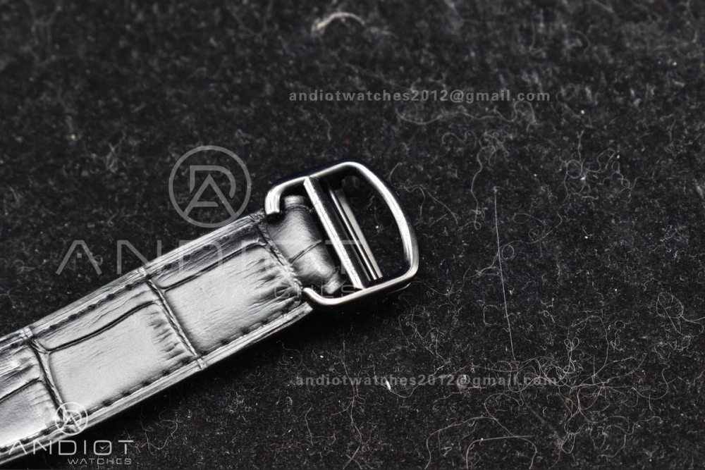 Santos de Cartier 40mm PVD BVF 1:1 Best Edition Black Dial on Black Leather Strap MIYOTA 9015