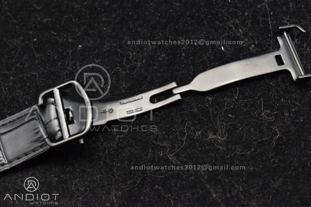 Santos de Cartier 40mm PVD BVF 1:1 Best Edition Black Dial on Black Leather Strap MIYOTA 9015