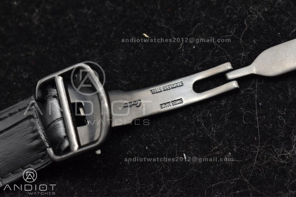 Santos de Cartier 40mm PVD BVF 1:1 Best Edition Black Dial on Black Leather Strap MIYOTA 9015