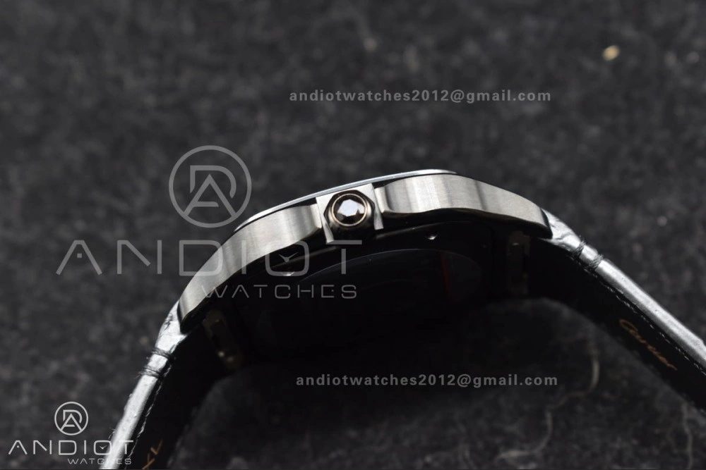 Santos de Cartier 40mm PVD BVF 1:1 Best Edition Black Dial on Black Leather Strap MIYOTA 9015