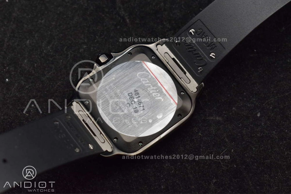 Santos de Cartier 40mm PVD BVF 1:1 Best Edition Black Dial on Rubber Strap MIYOTA 9019
