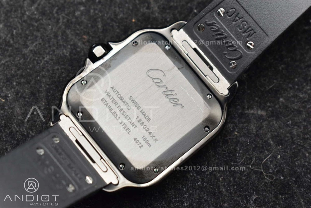 Santos de Cartier 40mm PVD BVF 1:1 Best Edition Black Dial on Rubber Strap MIYOTA 9019