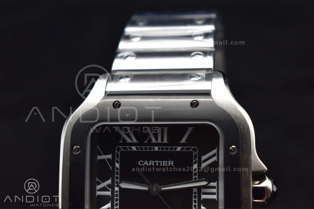 Santos de Cartier 40mm SS 3KF 1:1 Best Edition White Dial Black Bezel on SS Bracelet MIYOTA 9015